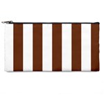 Vertical Stripes - White and Auburn Brown Pencil Case
