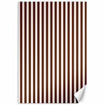 Vertical Stripes - White and Auburn Brown Canvas 24  x 36 