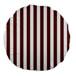Vertical Stripes - White and Auburn Brown Large 18  Premium Flano Round Cushion