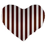 Vertical Stripes - White and Auburn Brown Large 19  Premium Heart Shape Cushion