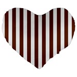 Vertical Stripes - White and Auburn Brown Large 19  Premium Flano Heart Shape Cushion