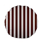 Vertical Stripes - White and Auburn Brown Standard 15  Premium Round Cushion