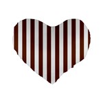 Vertical Stripes - White and Auburn Brown Standard 16  Premium Heart Shape Cushion