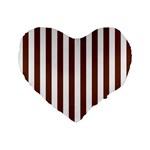 Vertical Stripes - White and Auburn Brown Standard 16  Premium Flano Heart Shape Cushion