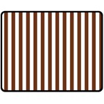 Vertical Stripes - White and Auburn Brown Fleece Blanket (Medium) (One Side)