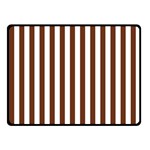 Vertical Stripes - White and Auburn Brown Fleece Blanket (Small) (One Side)