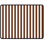 Vertical Stripes - White and Auburn Brown Double Sided Fleece Blanket (Medium) (Two Sides)