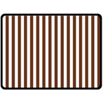 Vertical Stripes - White and Auburn Brown Double Sided Fleece Blanket (Large) (Two Sides)