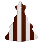 Vertical Stripes - White and Auburn Brown Ornament (Christmas Tree)