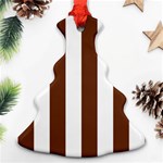 Vertical Stripes - White and Auburn Brown Christmas Tree Ornament (Two Sides)