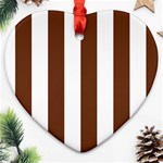 Vertical Stripes - White and Auburn Brown Ornament (Heart)