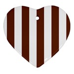 Vertical Stripes - White and Auburn Brown Heart Ornament (Two Sides)