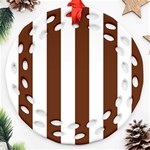Vertical Stripes - White and Auburn Brown Ornament (Round Filigree)