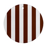Vertical Stripes - White and Auburn Brown Ornament (Round)