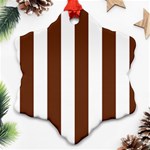 Vertical Stripes - White and Auburn Brown Ornament (Snowflake)