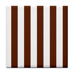 Vertical Stripes - White and Auburn Brown Tile Coaster