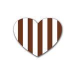 Vertical Stripes - White and Auburn Brown Heart Coaster (4 pack)
