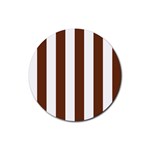 Vertical Stripes - White and Auburn Brown Rubber Round Coaster (4 pack)
