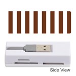 Vertical Stripes - White and Auburn Brown Memory Card Reader (Stick)