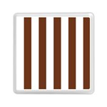 Vertical Stripes - White and Auburn Brown Memory Card Reader with Storage (Square)