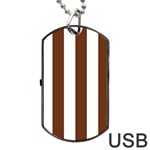 Vertical Stripes - White and Auburn Brown Dog Tag USB Flash (Two Sides)