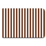 Vertical Stripes - White and Auburn Brown Large Doormat