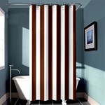 Vertical Stripes - White and Auburn Brown Shower Curtain 36  x 72  (Stall)