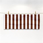 Vertical Stripes - White and Auburn Brown Hand Towel