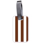 Vertical Stripes - White and Auburn Brown Luggage Tag (Two Sides)
