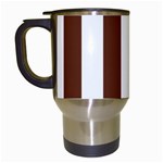 Vertical Stripes - White and Auburn Brown Travel Mug (White)