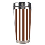 Vertical Stripes - White and Auburn Brown Stainless Steel Travel Tumbler