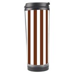 Vertical Stripes - White and Auburn Brown Travel Tumbler