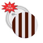 Vertical Stripes - White and Auburn Brown 2.25  Button (10 pack)