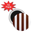 Vertical Stripes - White and Auburn Brown 1.75  Magnet (10 pack)