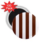 Vertical Stripes - White and Auburn Brown 2.25  Magnet (100 pack)