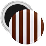 Vertical Stripes - White and Auburn Brown 3  Magnet