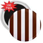 Vertical Stripes - White and Auburn Brown 3  Magnet (100 pack)