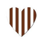 Vertical Stripes - White and Auburn Brown Magnet (Heart)
