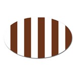 Vertical Stripes - White and Auburn Brown Magnet (Oval)