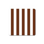 Vertical Stripes - White and Auburn Brown Magnet (Square)
