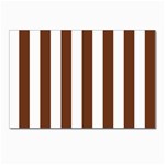 Vertical Stripes - White and Auburn Brown Postcard 5  x 7 
