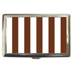 Vertical Stripes - White and Auburn Brown Cigarette Money Case