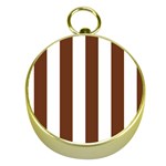Vertical Stripes - White and Auburn Brown Gold Compass