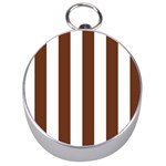 Vertical Stripes - White and Auburn Brown Silver Compass