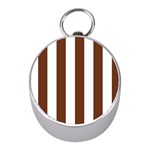 Vertical Stripes - White and Auburn Brown Silver Compass (Mini)