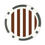 Vertical Stripes - White and Auburn Brown Poker Chip Card Guard