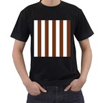 Vertical Stripes - White and Auburn Brown Men s T-Shirt (Black)