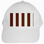 Vertical Stripes - White and Auburn Brown White Cap