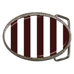 Vertical Stripes - White and Dark Sienna Brown Belt Buckle