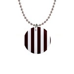 Vertical Stripes - White and Dark Sienna Brown 1  Button Necklace